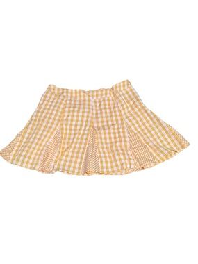 Forever 21 Yellow Gingham Pleated Mini Skirt